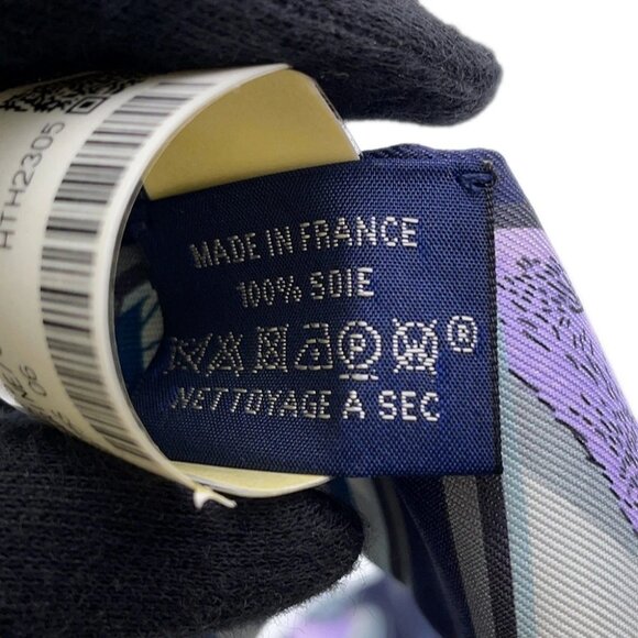 HERMES Twilly HERMES STORY Silk100% Marine/Grease/Gold 063875S - Picture 6 of 7